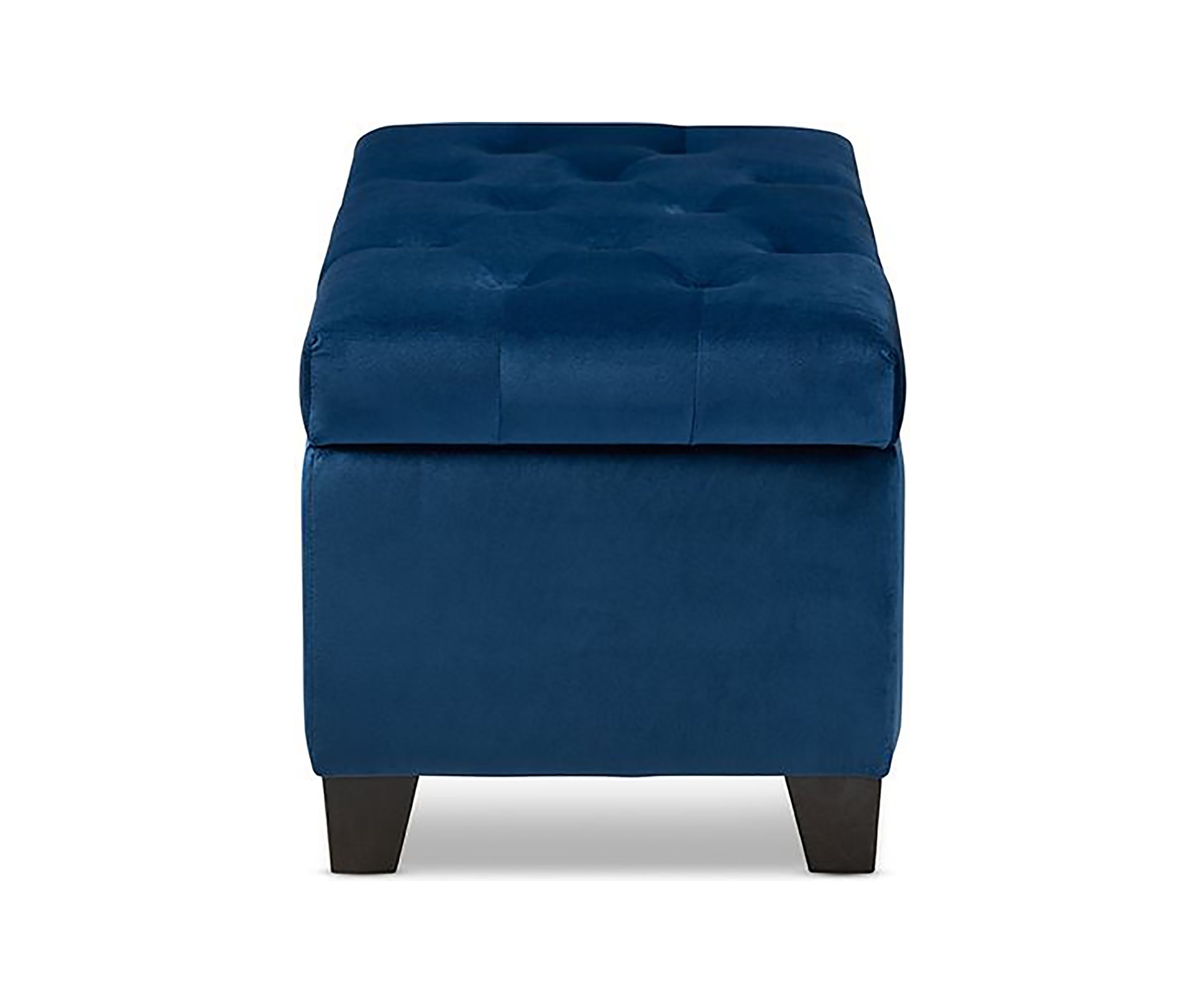 Michaela Modern and Contemporary Navy Blue Velvet Fabric Upholstered Storage Ottoman
