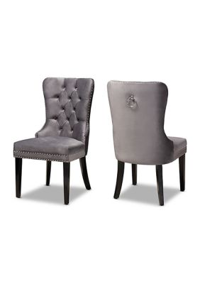 Remy Modern Transitional Grey Velvet Fabric Upholstered Espresso Finished 2-Piece Wood Dining Chair Set