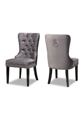 Baxton Studio Remy Modern Transitional Grey Velvet Fabric Upholstered Espresso Finished 2-Piece Wood Dining Chair Set -  0193271082032