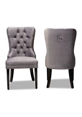 Remy Modern Transitional Grey Velvet Fabric Upholstered Espresso Finished 2-Piece Wood Dining Chair Set