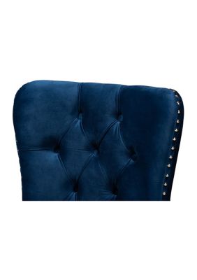 Remy Modern Transitional Navy Blue Velvet Fabric Upholstered Espresso Finished 2-Piece Wood Dining Chair Set