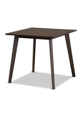 Britte Mid-Century Modern Dark Oak Brown Finished Square Wood Dining Table