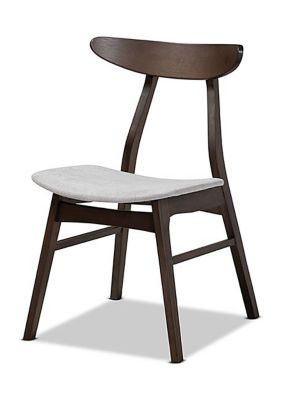 Britte Mid-Century Modern Light Grey Fabric Upholstered Dark Oak Brown Finished 4-Piece Wood Dining Chair Set