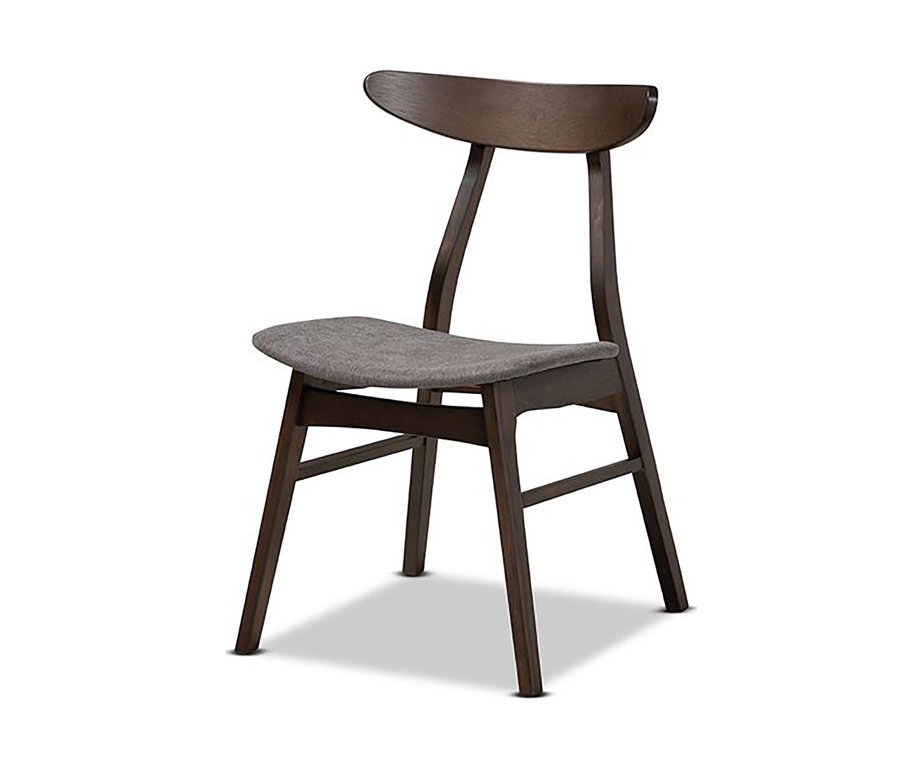 Britte Mid-Century Modern Dark Grey Fabric Upholstered Dark Oak Brown Finished 4-Piece Wood Dining Chair Set