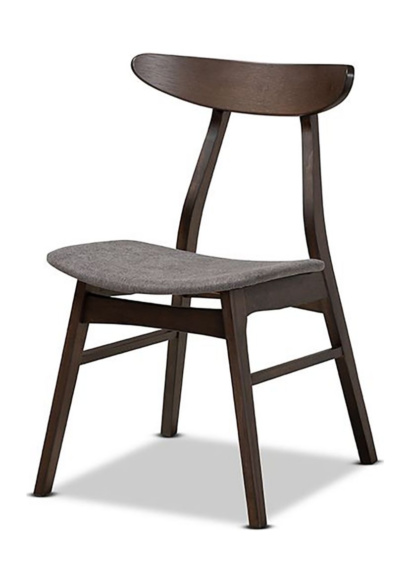 Britte Mid-Century Modern Dark Grey Fabric Upholstered Dark Oak Brown Finished 4-Piece Wood Dining Chair Set