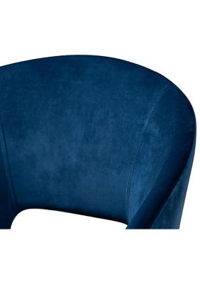 Vianne Glam and Luxe Navy Blue Velvet Fabric Upholstered Gold Finished Metal Dining Chair