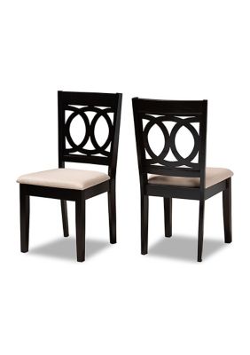 Lenoir Modern and Contemporary Sand Fabric Upholstered Espresso Brown Finished Wood 2-Piece Dining Chair Set