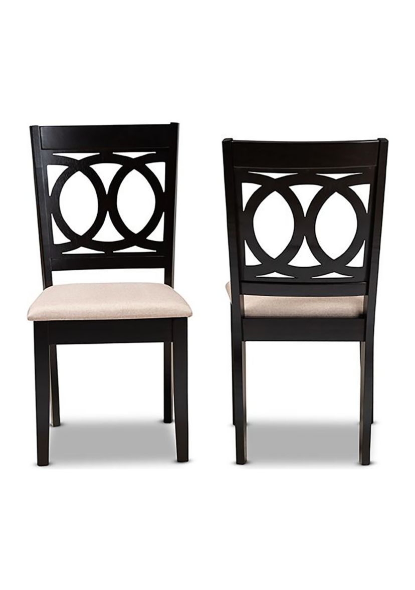 Lenoir Modern and Contemporary Sand Fabric Upholstered Espresso Brown Finished Wood 2-Piece Dining Chair Set