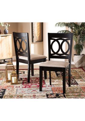Lenoir Modern and Contemporary Sand Fabric Upholstered Espresso Brown Finished Wood 2-Piece Dining Chair Set