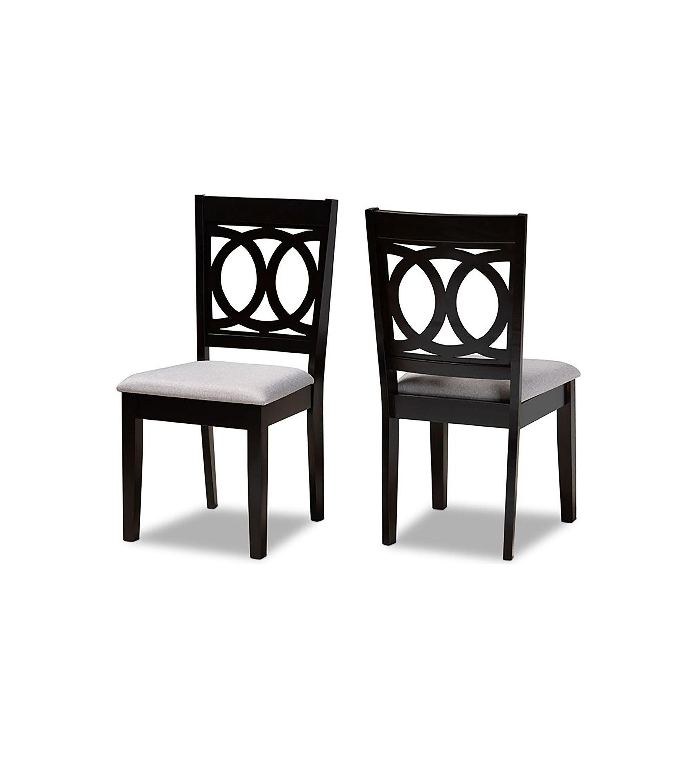 Lenoir Modern and Contemporary Grey Fabric Upholstered Espresso Brown Finished Wood 2-Piece Dining Chair Set