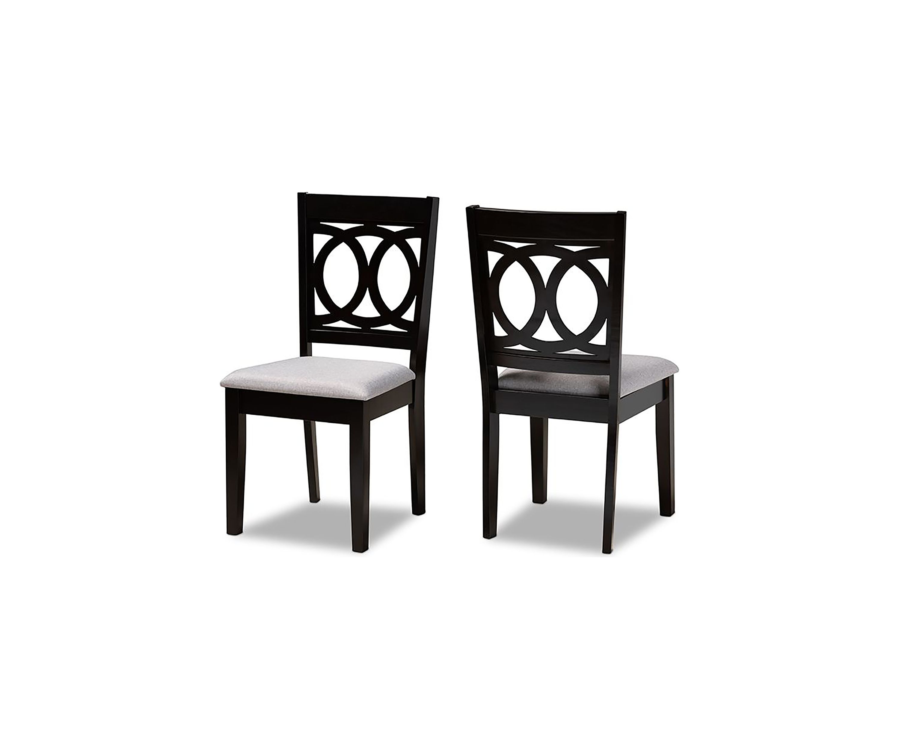 Lenoir Modern and Contemporary Grey Fabric Upholstered Espresso Brown Finished Wood 2-Piece Dining Chair Set