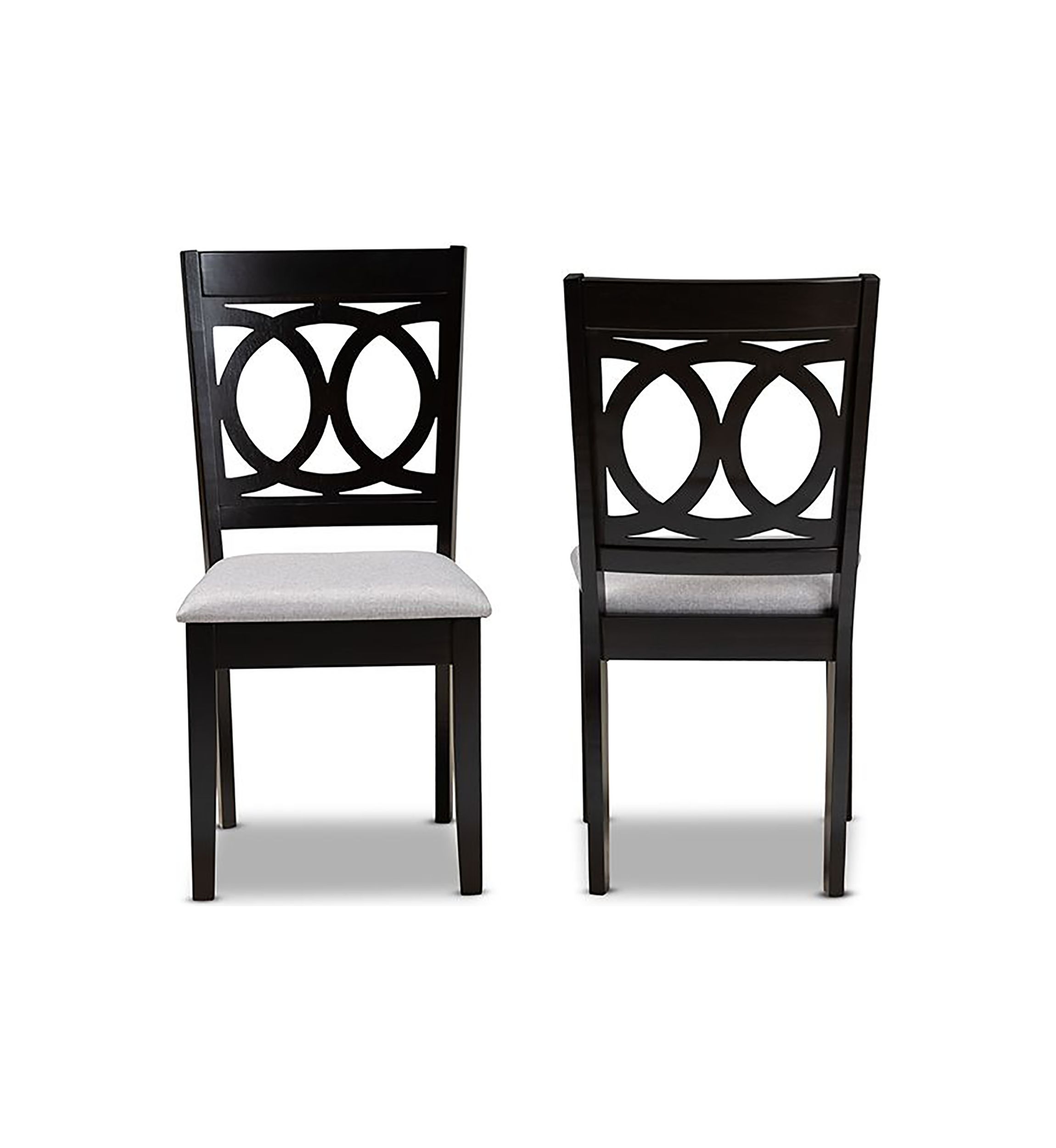 Lenoir Modern and Contemporary Grey Fabric Upholstered Espresso Brown Finished Wood 2-Piece Dining Chair Set