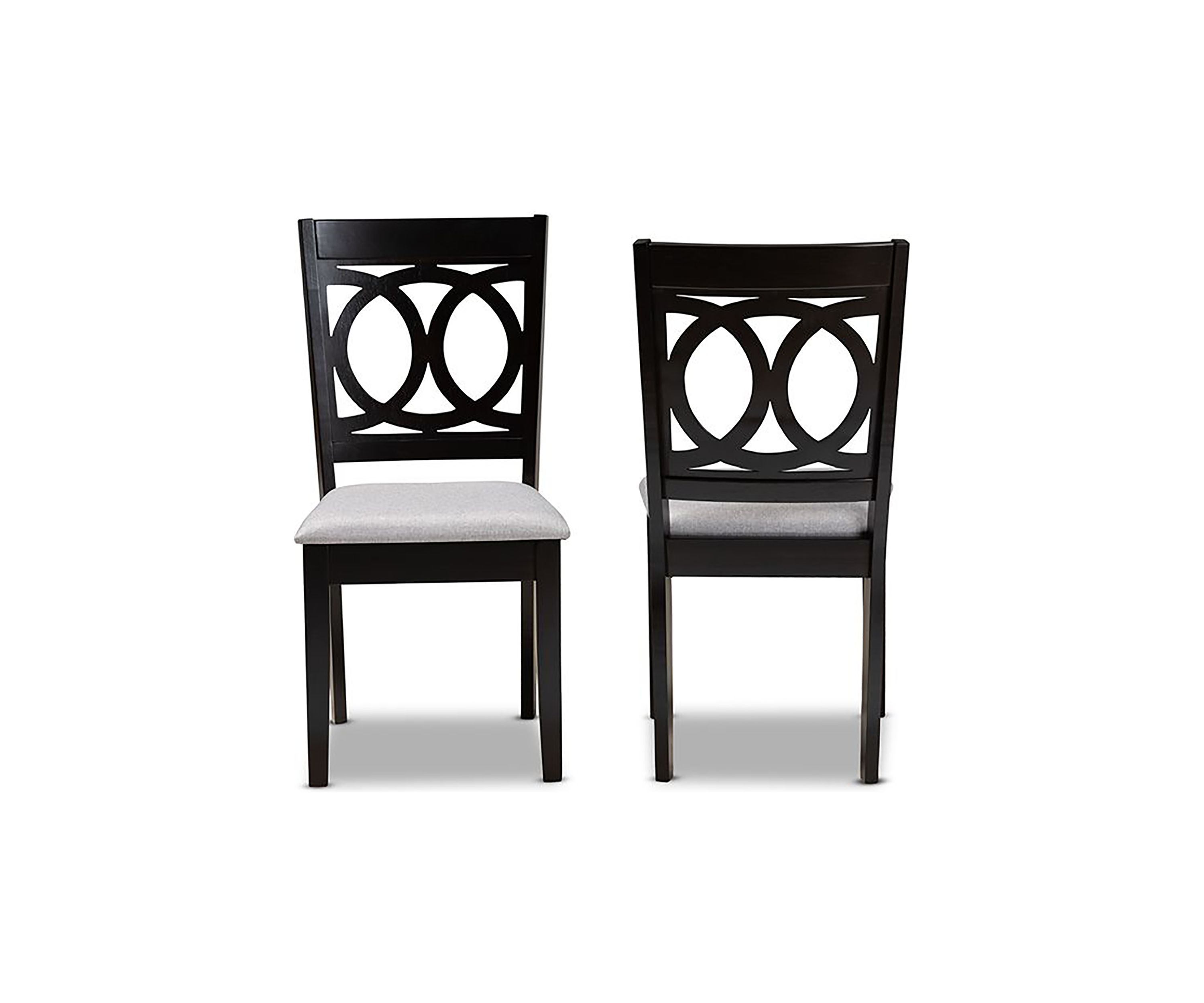 Lenoir Modern and Contemporary Grey Fabric Upholstered Espresso Brown Finished Wood 2-Piece Dining Chair Set