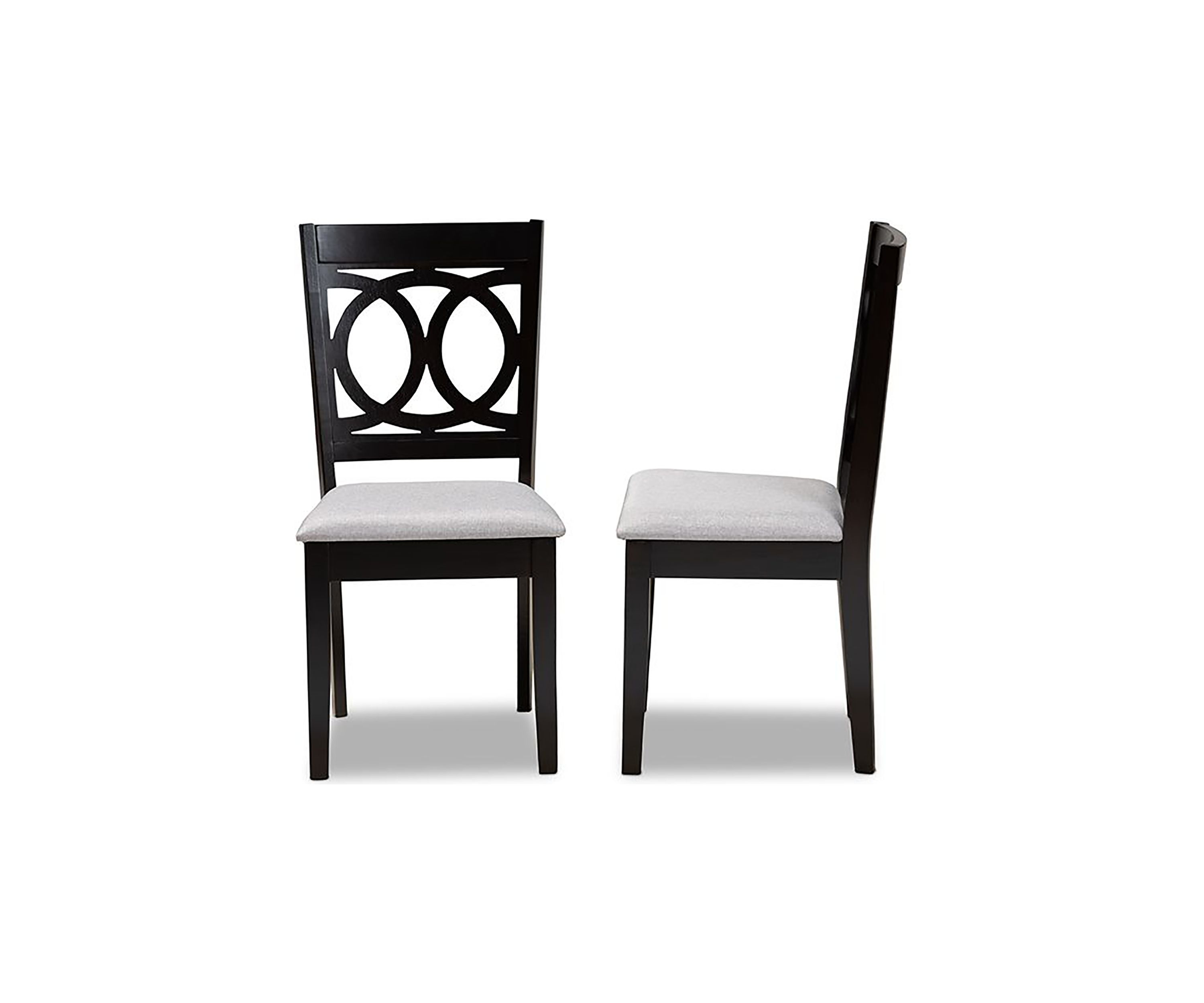 Lenoir Modern and Contemporary Grey Fabric Upholstered Espresso Brown Finished Wood 2-Piece Dining Chair Set