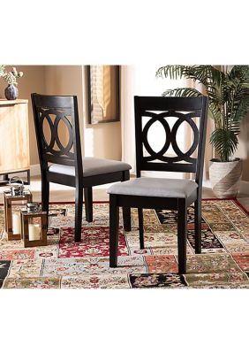 Lenoir Modern and Contemporary Grey Fabric Upholstered Espresso Brown Finished Wood 2-Piece Dining Chair Set