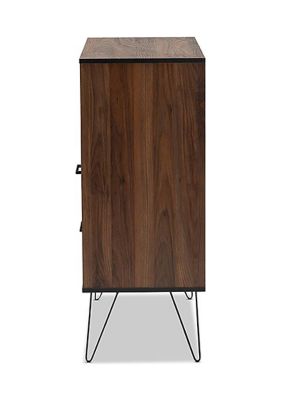 Charis Modern and Transitional Two-Tone Walnut Brown and Black Finished Wood 1-Drawer Bookcase