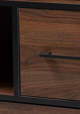 Charis Modern and Transitional Two-Tone Walnut Brown and Black Finished Wood 1-Drawer Bookcase