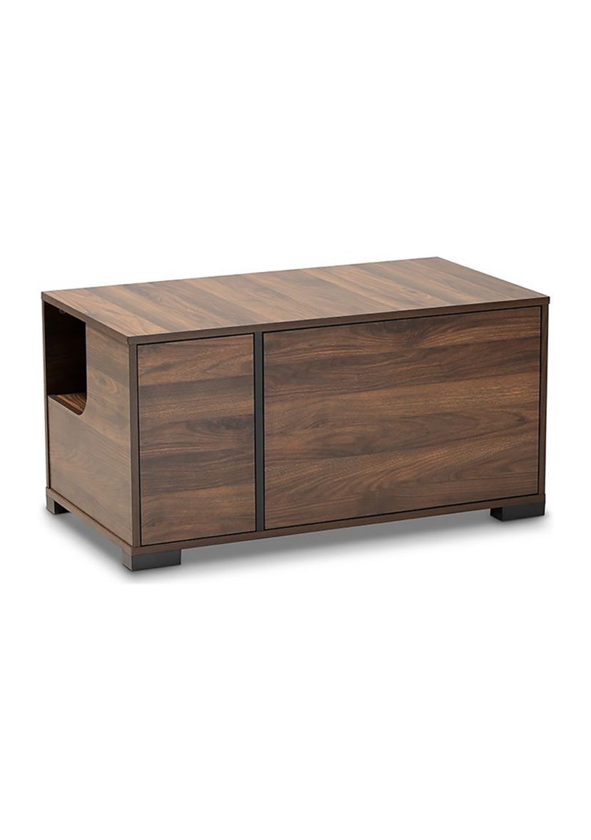 Connor Modern and Contemporary Walnut Brown Finished 2-Door Cat Litter Box Cover House