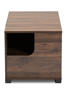 Connor Modern and Contemporary Walnut Brown Finished 2-Door Cat Litter Box Cover House