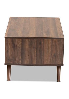 Naoki Modern and Contemporary Two-Tone Grey and Walnut Finished Wood 1-Drawer Coffee Table