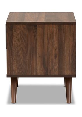 Naoki Modern and Contemporary Two-Tone Grey and Walnut Finished Wood 1-Drawer Nightstand