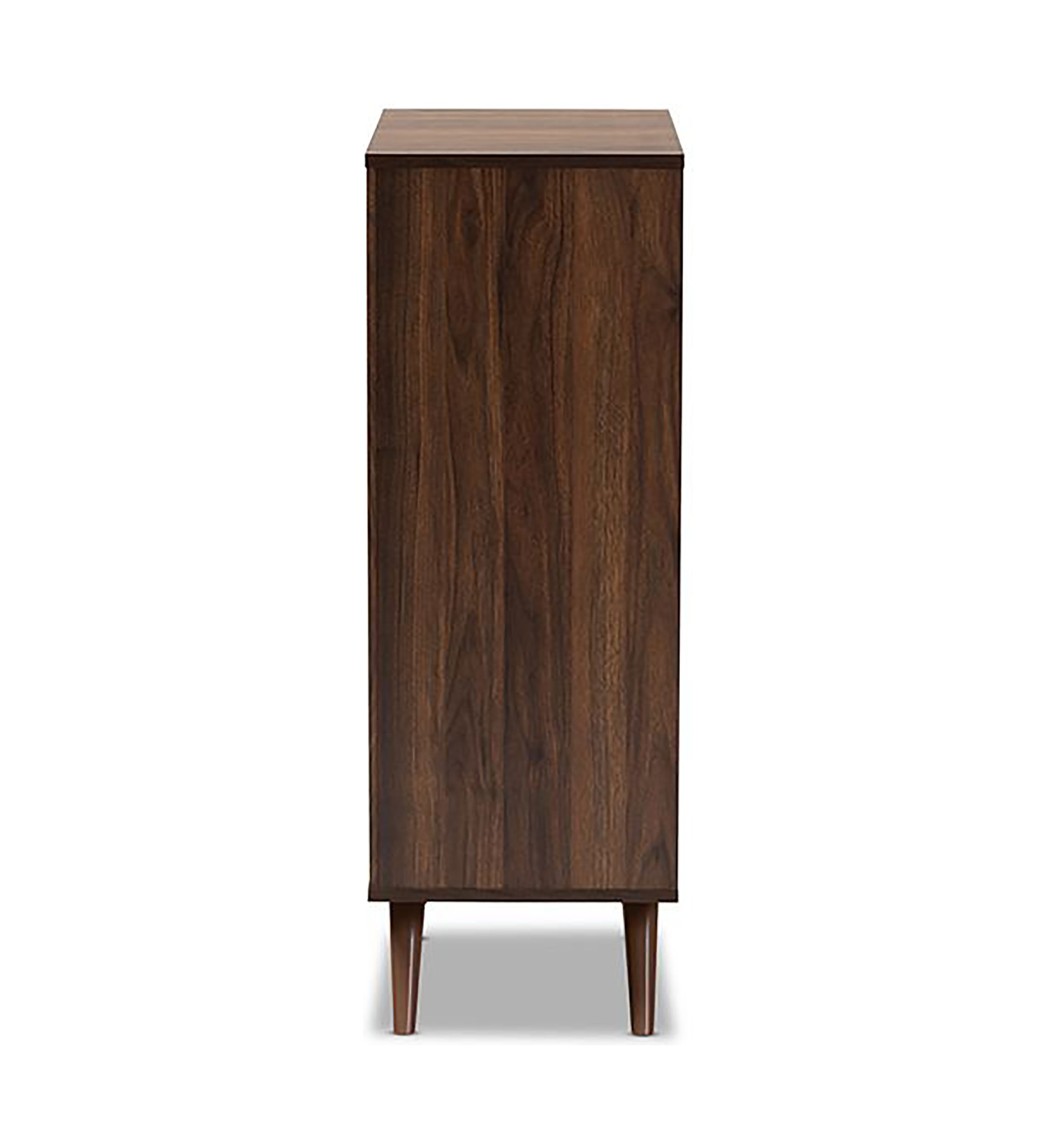 Naoki Modern and Contemporary Two-Tone Grey and Walnut Finished Wood 2-Door Shoe Cabinet