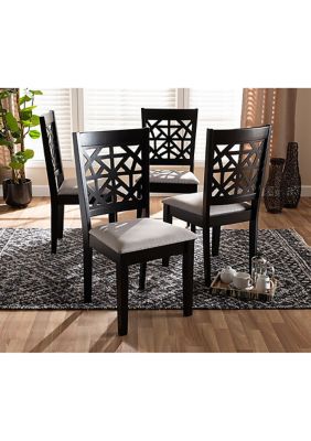 Jackson Modern and Contemporary Grey Fabric Upholstered and Espresso Brown Finished Wood 4-Piece Dining Chair Set