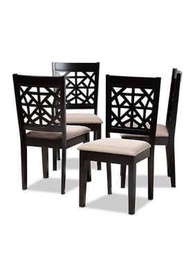 Jackson Modern and Contemporary Sand Fabric Upholstered and Espresso Brown Finished Wood 4-Piece Dining Chair Set