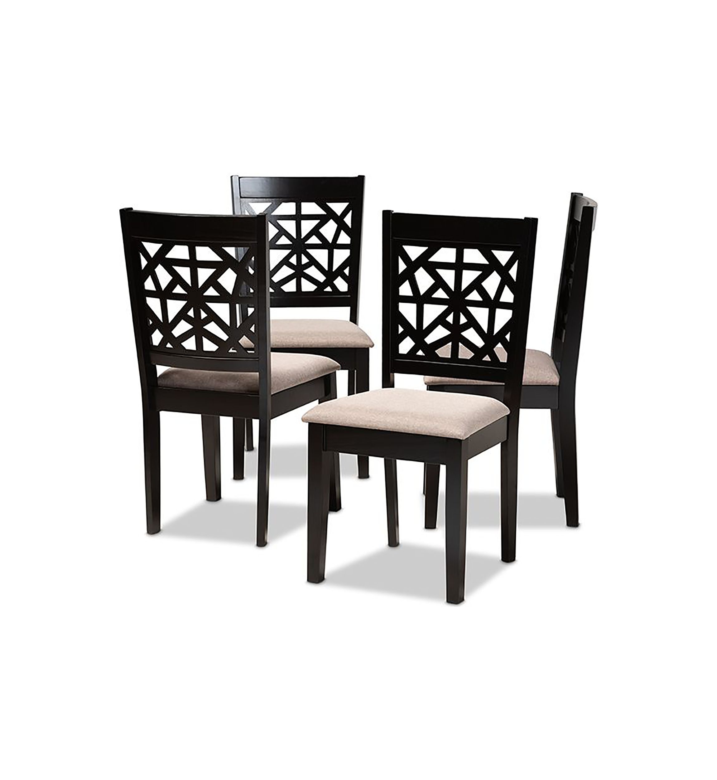 Jackson Modern and Contemporary Sand Fabric Upholstered and Espresso Brown Finished Wood 4-Piece Dining Chair Set