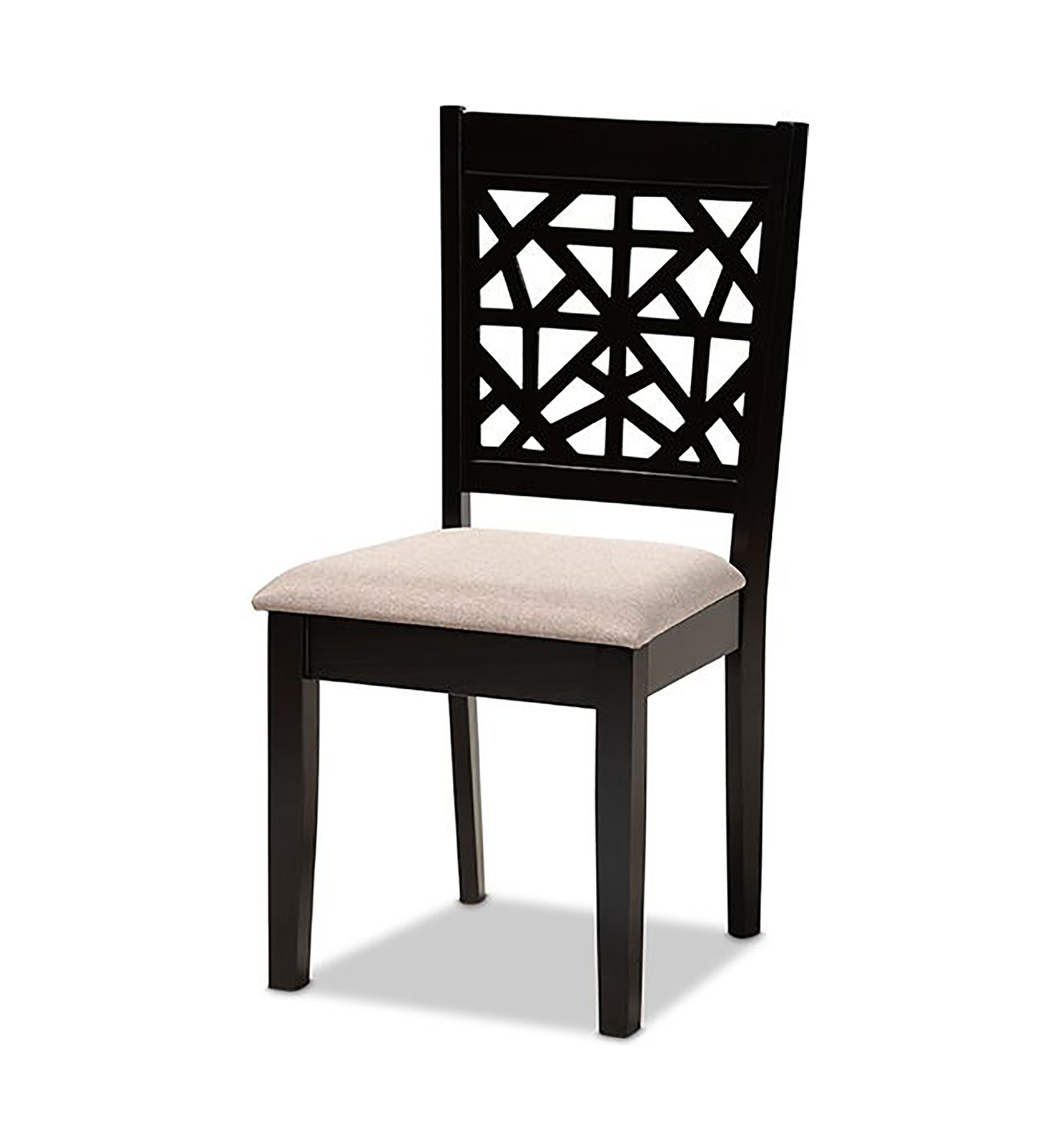 Jackson Modern and Contemporary Sand Fabric Upholstered and Espresso Brown Finished Wood 4-Piece Dining Chair Set