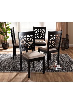 Jackson Modern and Contemporary Sand Fabric Upholstered and Espresso Brown Finished Wood 4-Piece Dining Chair Set