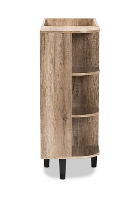 Wales Modern and Contemporary Rustic Oak Finished Wood 2-Door Shoe Storage Cabinet with Open Shelves