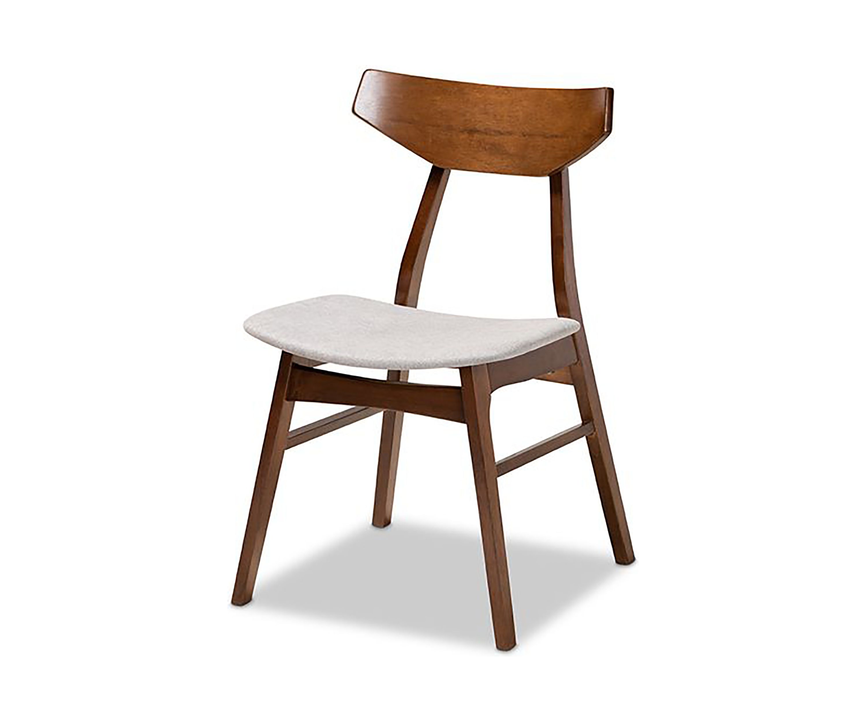Danica Mid-Century Modern Transitional Light Grey Fabric Upholstered and Walnut Brown Finished Wood 4-Piece Dining Chair Set