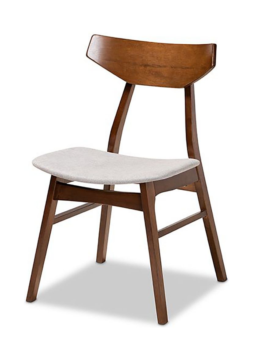 Danica Mid-Century Modern Transitional Light Grey Fabric Upholstered and Walnut Brown Finished Wood 4-Piece Dining Chair Set