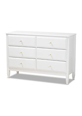 Naomi Classic and Transitional White Finished Wood 6-Drawer Bedroom Dresser