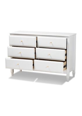 Naomi Classic and Transitional White Finished Wood 6-Drawer Bedroom Dresser