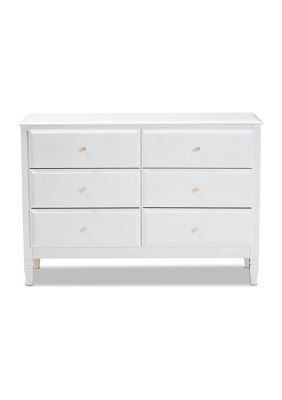 Naomi Classic and Transitional White Finished Wood 6-Drawer Bedroom Dresser