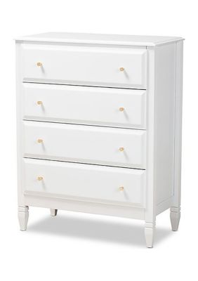 Baxton Studio Naomi Classic and Transitional White Finished Wood 4-Drawer Bedroom Chest