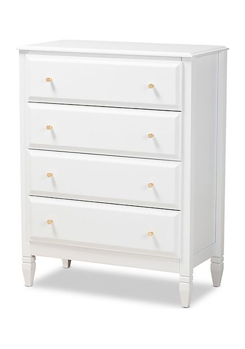 Naomi Classic and Transitional White Finished Wood 4-Drawer Bedroom Chest