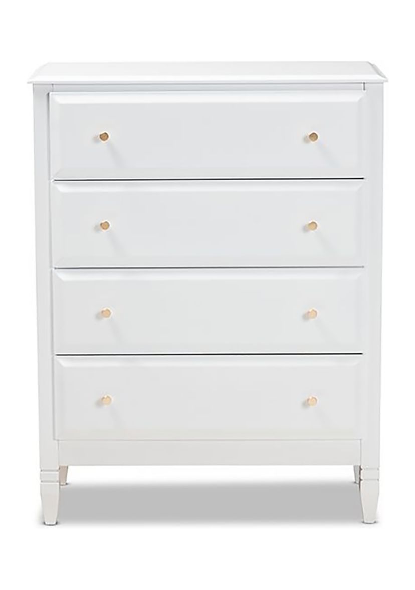 Naomi Classic and Transitional White Finished Wood 4-Drawer Bedroom Chest