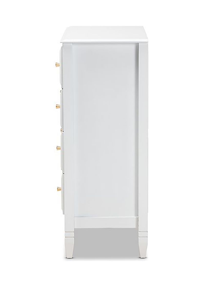 Naomi Classic and Transitional White Finished Wood 4-Drawer Bedroom Chest