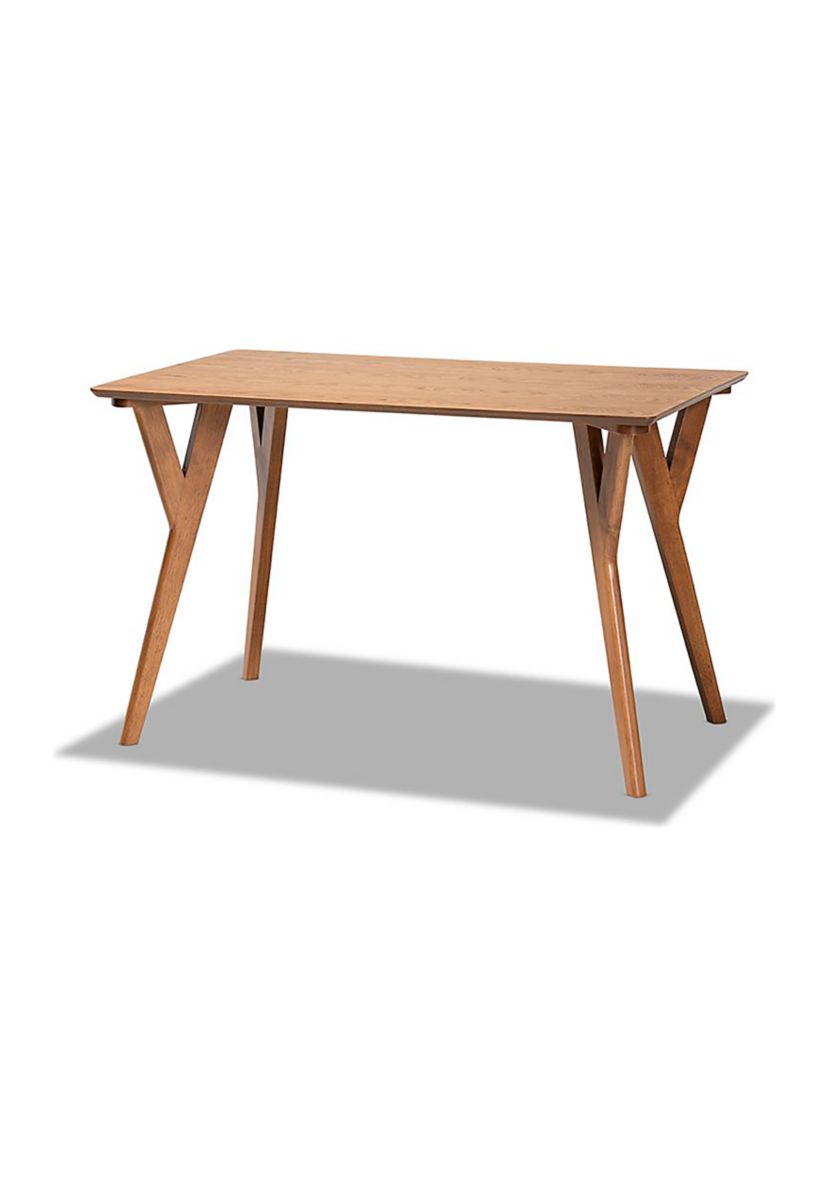 Sahar Mid-Century Modern Transitional Walnut Brown Finished Wood Dining Table