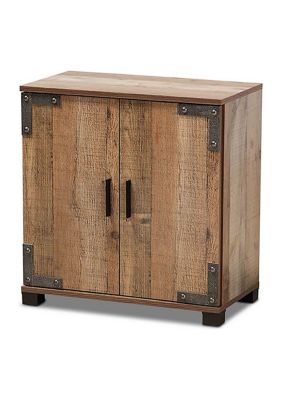 Cyrille Modern and Contemporary Farmhouse Rustic Finished Wood -Door Shoe Cabinet