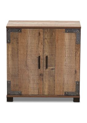 Cyrille Modern and Contemporary Farmhouse Rustic Finished Wood -Door Shoe Cabinet