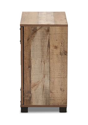 Cyrille Modern and Contemporary Farmhouse Rustic Finished Wood -Door Shoe Cabinet