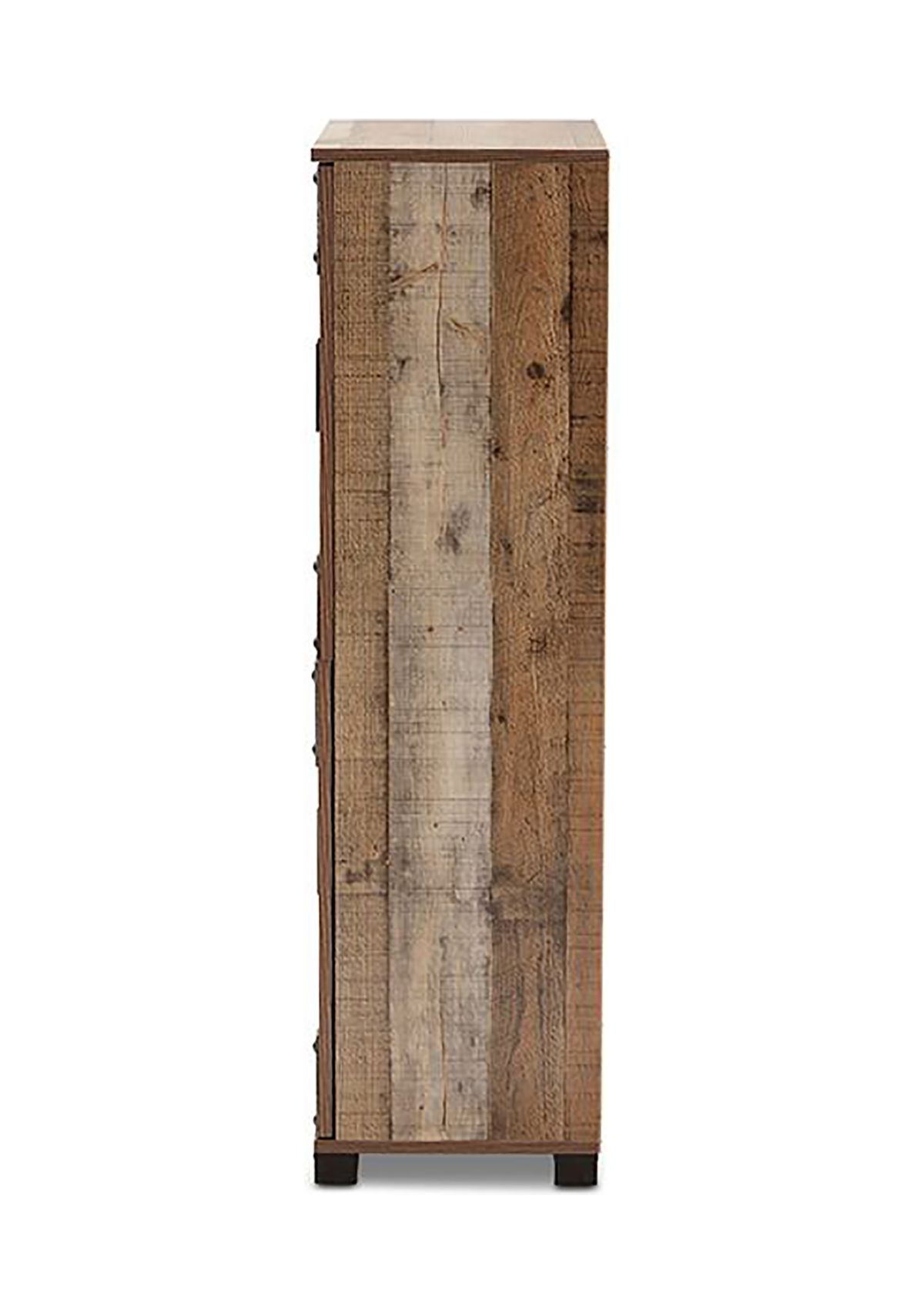 Cyrille Modern and Contemporary Farmhouse Rustic Finished Wood 4-Door Shoe Cabinet