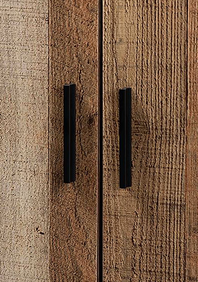 Cyrille Modern and Contemporary Farmhouse Rustic Finished Wood 4-Door Shoe Cabinet