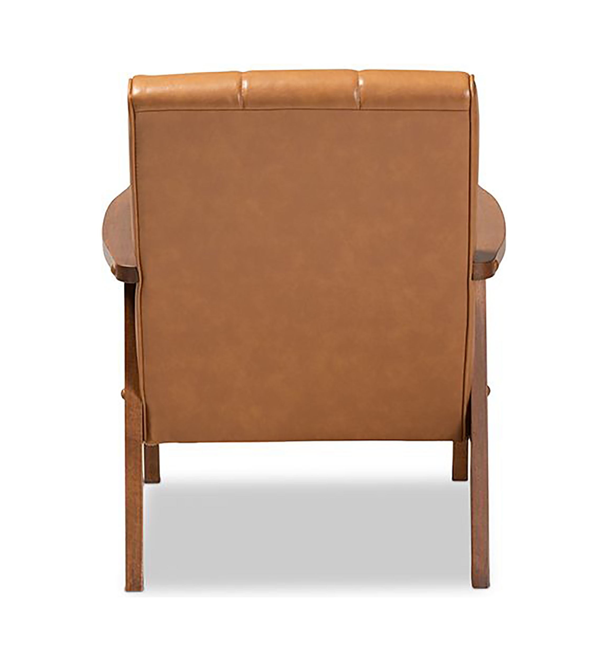 Nikko Mid-century Modern Tan Faux Leather Upholstered and Walnut Brown finished Wood Lounge Chair