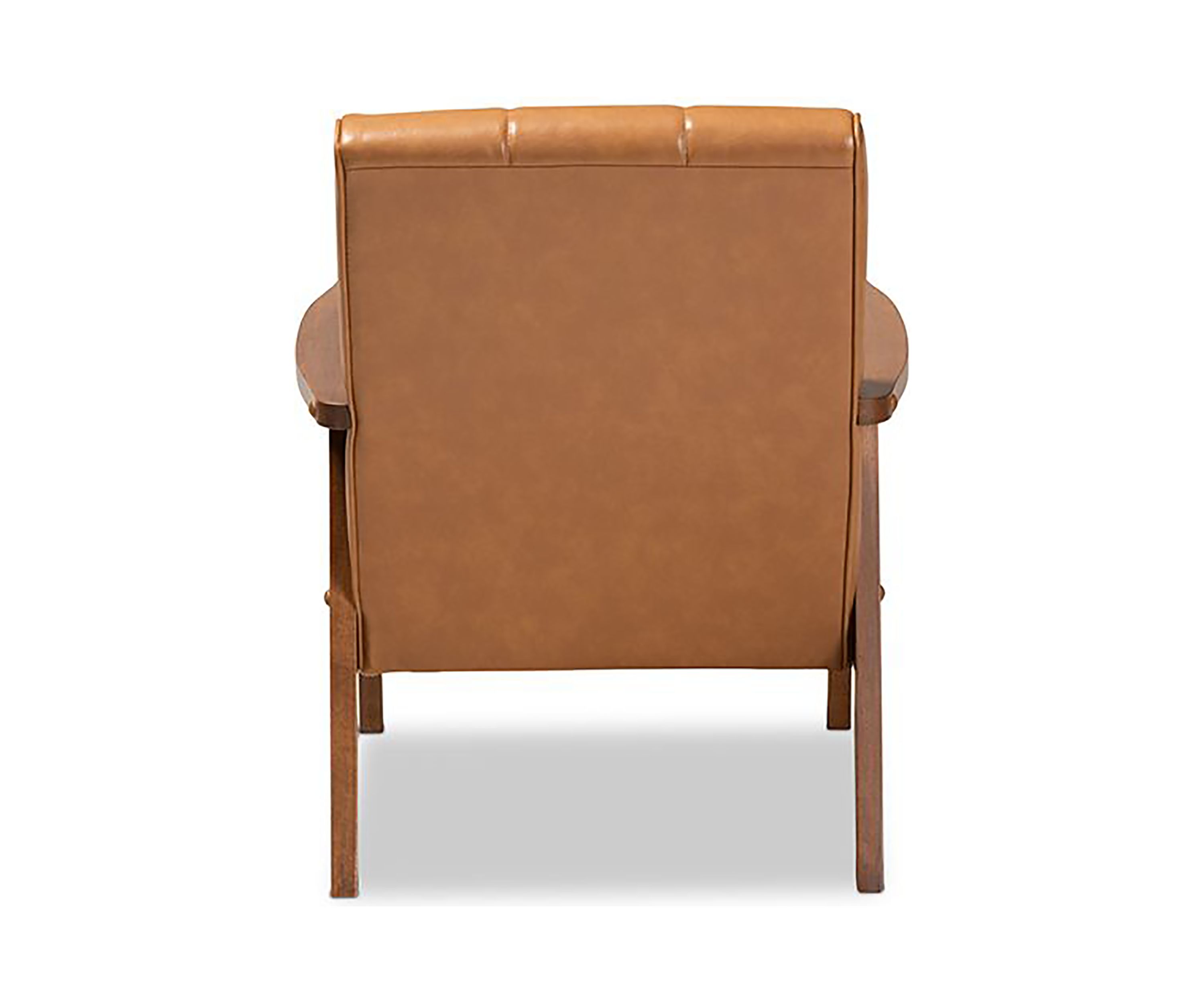 Nikko Mid-century Modern Tan Faux Leather Upholstered and Walnut Brown finished Wood Lounge Chair