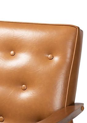 Sorrento Mid-Century Modern Tan Faux Leather Upholstered and Walnut Brown Finished Wood Loveseat